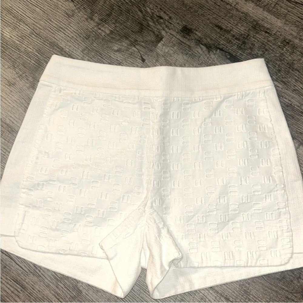 Women's White Textured Shorts